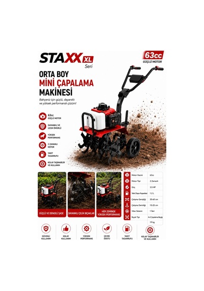 Staxx Power ST63MT Xlpro Bahçe Çapa Makinesi