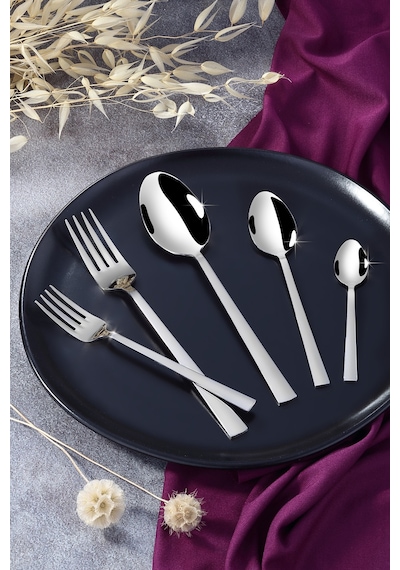 Gökdil Asya Silver 60 Parça 12 Kişilik Çelik Çatal & Kaşık Takımı Gümüş