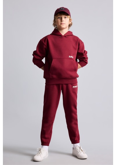 Defacto Baskılı Lastikli Paça Kalın Kumaş Jogger Eşofman Altı Erkek Çocuk H9685a826wnbr248 Bordo-br248