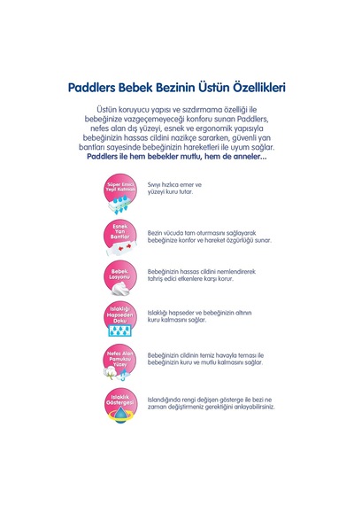 Paddlers - Bebek Bezi 4 Numara Maxi 7-14 Kg 3 x 36 Adet Eko Paket