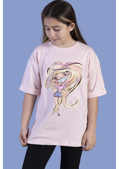 Toontoy Kids Toontoy Kız Çocuk Baskılı Düşük Kol Tişört Pudra Toontoy Kids Toontoy Kız Çocuk Baskılı Düşük Kol Tişört Pudra