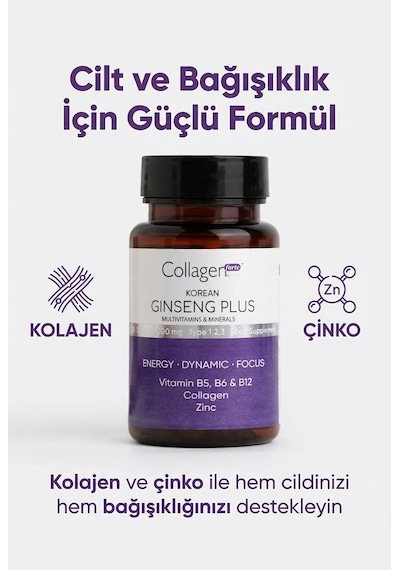 Collagen Forte Platinum Ginseng Plus Multivitamin & Mineraller Collagen Tip 1-2-3 30 Kapsül