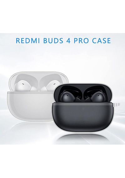 Xıaomı Redmi Buds 4 Pro İle Uyumlu Kılıf Tam Kapatan Çengelli Sert Silikon Şeffaf Parmak İzi Yapmayan Pürüzsüz Şeffaf Buds 4 Pro Kılıf