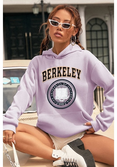 Uyguntarz Unisex Berkeley Baskılı Sweatshirt Lila