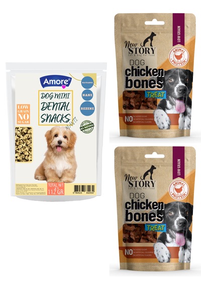 Amore Mini-dental Atıştırmalık Köpek Ödülü 2x Tavuk Etli Taneli Snacks