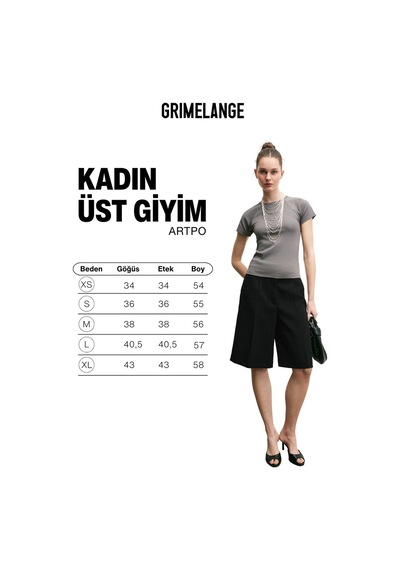 Grımelange Artpo Kadın Yumuşak Ve Esnek Kumaşlı Bisiklet Yakalı Slim Fit Gri T-shirt Gri