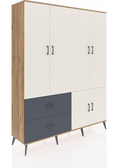 Hyperion Gardrop 5 Raflı 2 Çekmeceli 2 Askılı 176x44x221 Çam-aytaşı/antrasit Aytaşı/antrasit