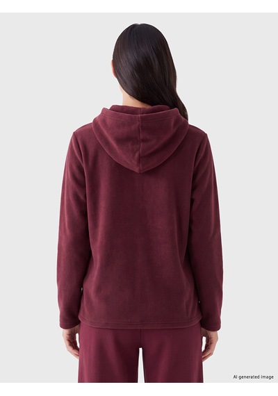 Lcw Everyday Bordo Kapüşonlu Kadın Polar Hırka