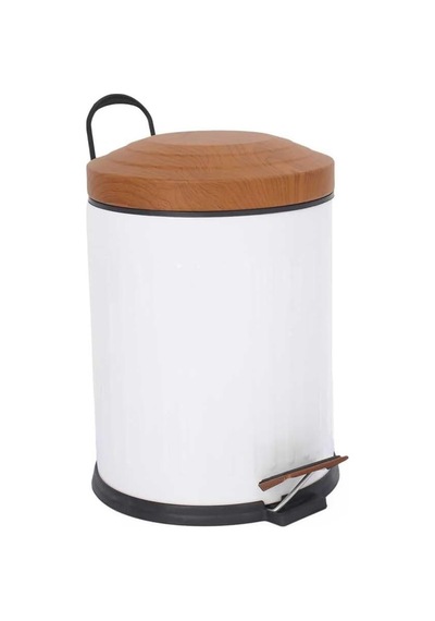 - 16 Lt Ahşap Desen Vintage Serisi Amortisörlü Çöp Kovası - Kutusu, Banyo, Mutfak, Tuvalet, Balkon Beyaz, 5 Litre Siyah