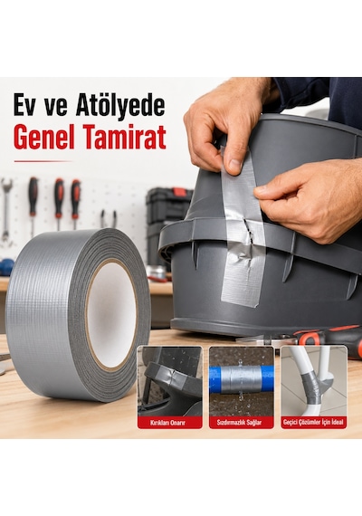 Sanplaza Gri Tamir ve İzolasyon Bandı 48mm 10mt Suya Dayanıklı Duct Tape Sırdırmazlık Bandı 2 Adet