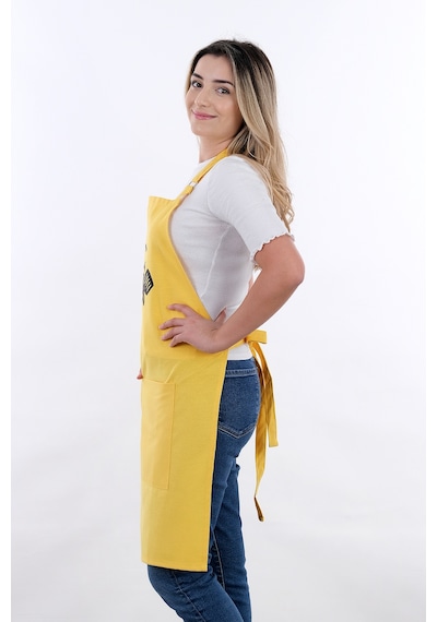 Unisex Master Chef Ayar Askılı Mutfak Önlüğü Sarı