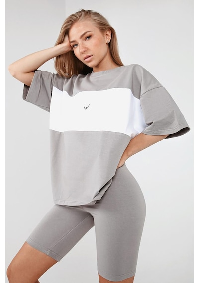 Madmext Mad Girls Boyalı Gri Nakışlı Tişört Mg1421-boyalı Gri