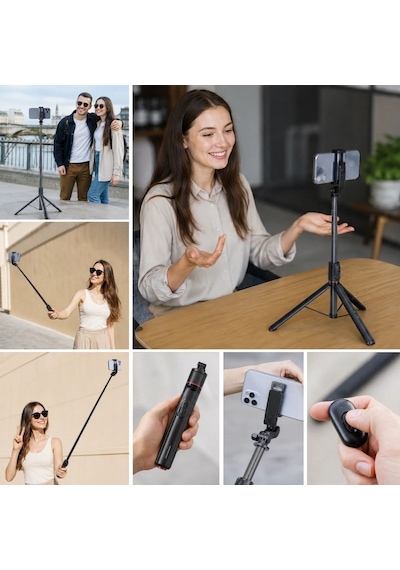 Lunaev 130 Cm Teleskopik Selfie Çubuğu Tripod Ve Kumanda