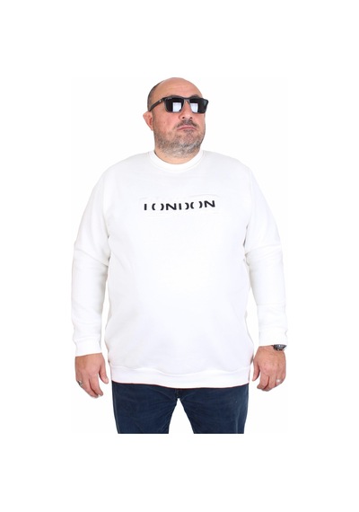 Moc Grande Mocgrande Erkek Büyük Beden Sıfır Yaka 3ip Sweat London 24208 Ekru