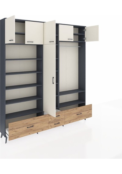 Arges Dolap 18 Raflı 4 Çekmeceli Tek Askılı 220x30x243 Antrasit-aytaşı/çam Aytası/atlas Çam Arges Dolap 18 Raflı 4 Çekmeceli Tek Askılı 220x30x243 Antrasit-aytaşı/çam Aytası/atlas Çam