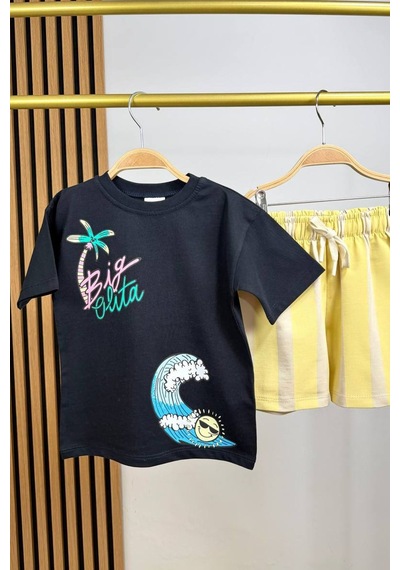 Monila Erkek Çocuk Pamuklu Bisiklet Yaka Baskılı T-shirt Ve Şort Alt Üst Takım Antrasit Monila Erkek Çocuk Pamuklu Bisiklet Yaka Baskılı T-shirt Ve Şort Alt Üst Takım Antrasit