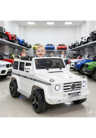 439 Bhu12 Akülü Jeep Araba 12v Brabus Mercedes Uzaktan Kumandalı Babyhope Akülü Araba Beyaz