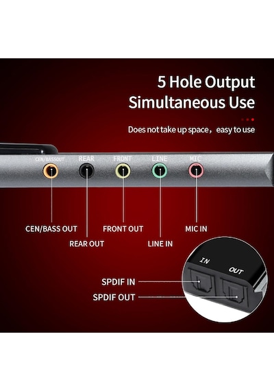 Hy-601 Harici Usb 5.1 / 7.1 Kanal Ses Kartı Cm6206 Chipset, Spdıf Optik Giriş/çıkışlı Alüminyum Gövdeli Ses Adaptörü