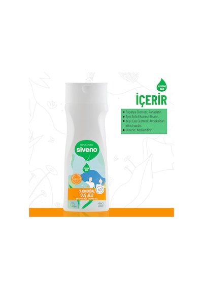 Siveno %100 Doğal Duş Jeli Sebum Dengeleyici Aynısefa Papatya Yeşilçay Vegan 300 ML