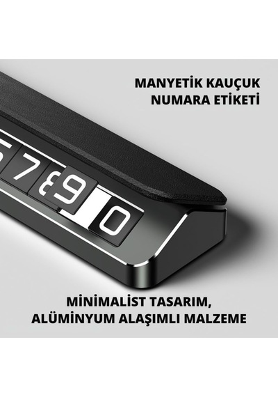 Polham Deri Ve Metal Araç İçi Geçici Park Telefon Numaratörü, Gizlenebilir Numaratör, Manyetik Numaralı