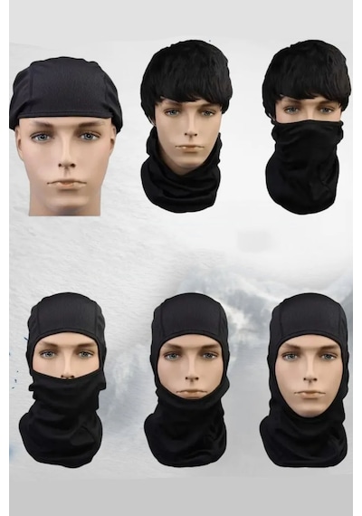 Gampus Motor Bisiklet Scotter Sürücüleri İçin Kask Altı Kafa Bandı Maskesi Kafadan Kaymayan Rüzgar Önleyici Siyah