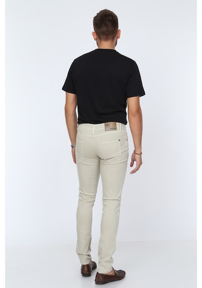 Digital Jeans Dar Kesim Erkek Likralı Açık Gri Kot Pantolon Krem Açık Gri