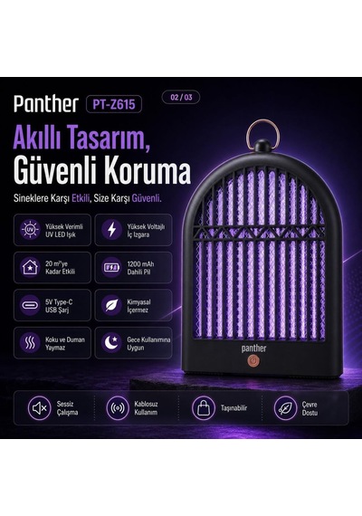 Panther Pt-z615 Usb Şarjlı Sinek Kovucu Işık