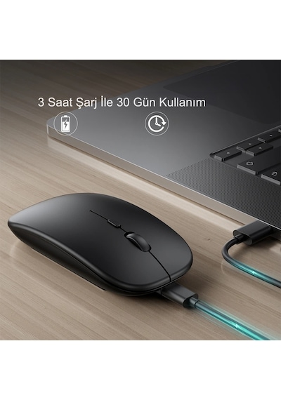 Hymark M235 Sessiz Tıklama Şarjlı Çift Modlu Bluetooth Kablosuz Mouse
