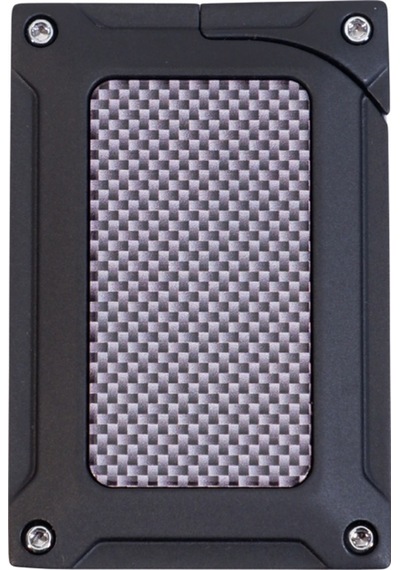Caseti Tek Torch Pürmüz Siyah Karbon Desenli Metal Puro Çakmağı