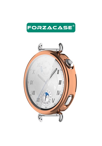 Forzacase Huawei Watch Gt6 41mm İle Uyumlu Önü Kapalı Ekran Korumalı Silikon Kılıf - Fc010 Rose Gold