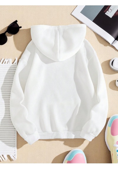Uyguntarz Unisex Kalp Lolipop Detayli Baskılı Oversize Sweatshirt beyaz