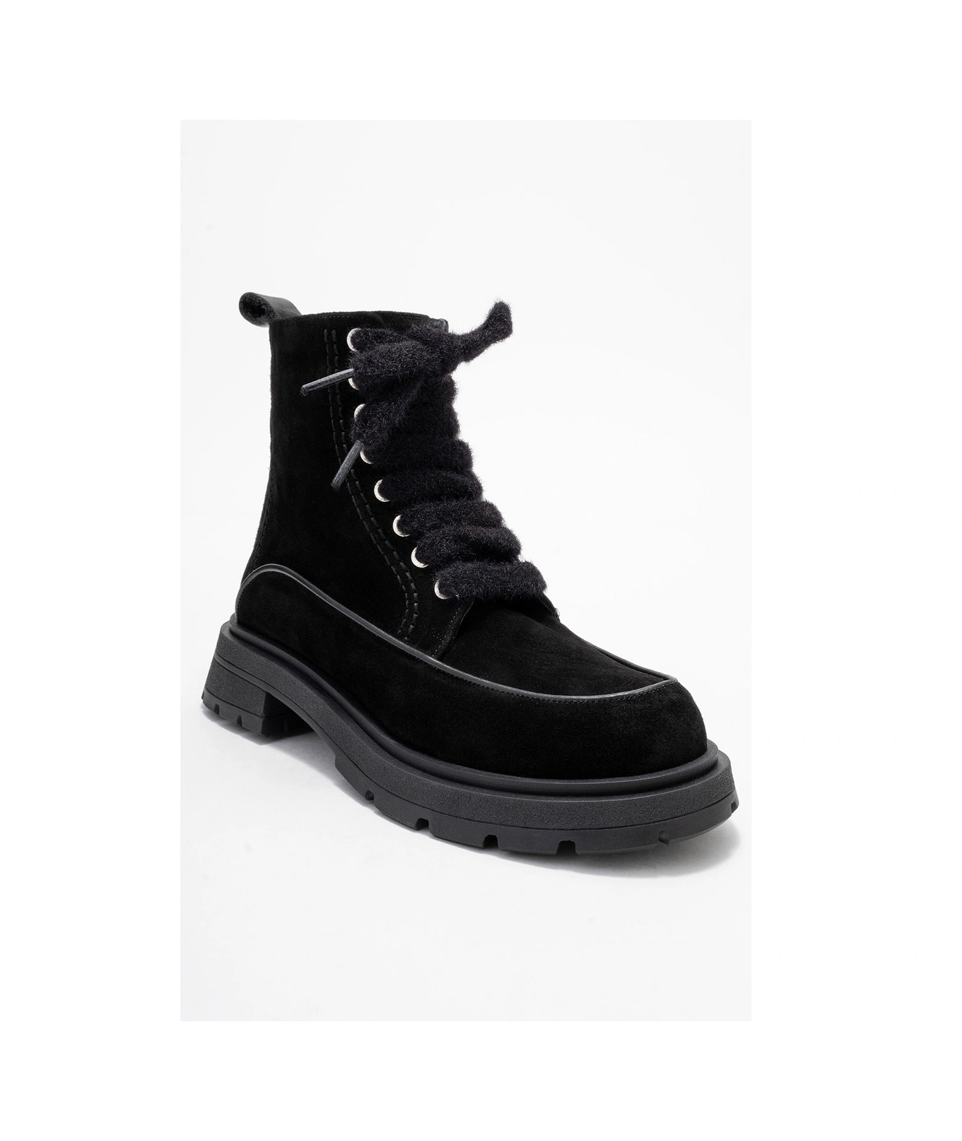 Luvishoes Luvi Shoes Mına Siyah Süet Hakiki Deri Kadın Postal Bot Siyah Süet