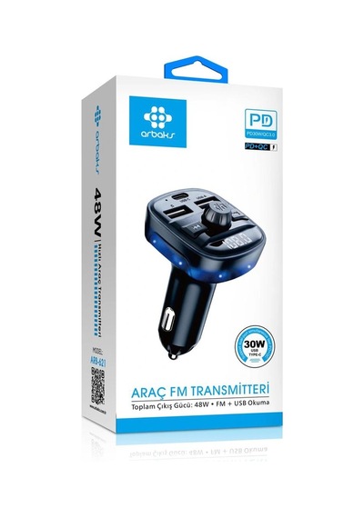 Bezos 48w Pd30w Qc3.0 7 Renkli Bluetooth Araç Fm Transmitter Arb-619 Pro Standart
