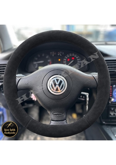 Volkswagen Polo 6n2 9n Dikme Direksiyon Kılıfı Alcantara Süet Monza Black 3 Kollu Sportline 1999-2005 Siyah
