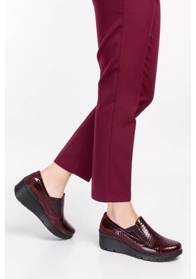 Gondol Hakiki Deri Anatomik Taban Rahat Ayakkabı Esfa.4052 Bordo Croco
