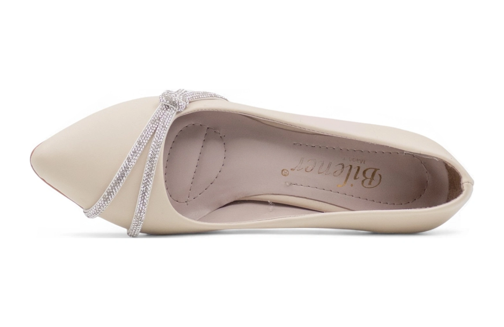 Bilener 0803 Taşlı Kadın Stiletto Krem
