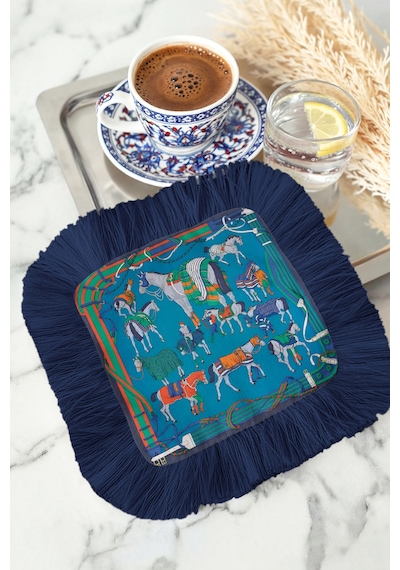 Saray İhtişamı Saçaklı Sunum Servis Altlığı Mendil - At Desenli Bohem Mavi Lacivert Sunumluk Peçete Pastel Fırtına Keten Saray İhtişamı Saçaklı Sunum Servis Altlığı Mendil - At Desenli Bohem Mavi Lacivert Sunumluk Peçete Pastel Fırtına Keten