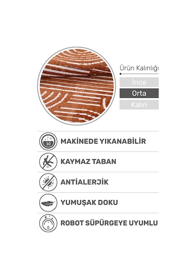 Revna Kiremit Turuncu Yıkanabilir Halı Kaydırmaz Tabanlı Pamuk Dokuma Salon Mutfak Koridor İçin Kiremit