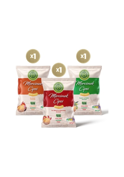 Glutensiz Fabrika Mercimek Cipsi Karma Set 3 x 60 G