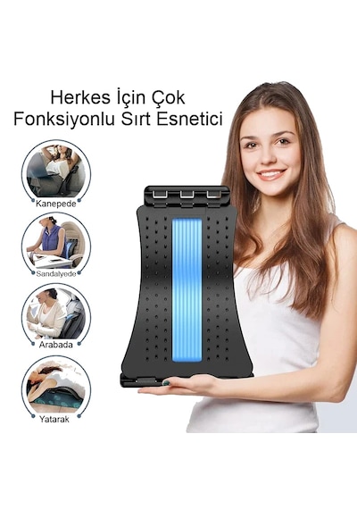 Ayarlanabilir Bel Masaj Ve Destek Cihazı Ergonomik Ve Çok Fonksiyonlu Siyah - Mavi