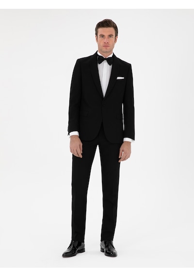 Cacharel Siyah Slim Fit Şal Yaka Smokin Damatlık Cacharel Siyah Slim Fit Şal Yaka Smokin Damatlık
