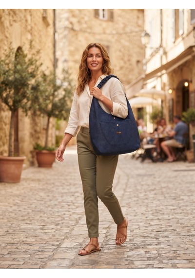 Lunora Collection Kadın Kot Körüklü Gabardin Çanta Açık Lacivert