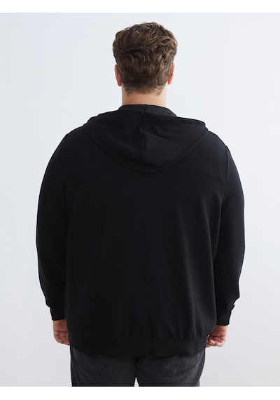 Lcwaıkıkı Classic Siyah Standart Kalıp Kapüşonlu Erkek Fermuarlı Sweatshirt