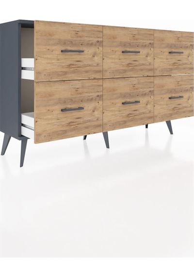 Arges Konsol 6 Çekmeceli 132x30x83 Antrasit-antrasit/çam Antrasit/çam Arges Konsol 6 Çekmeceli 132x30x83 Antrasit-antrasit/çam Antrasit/çam