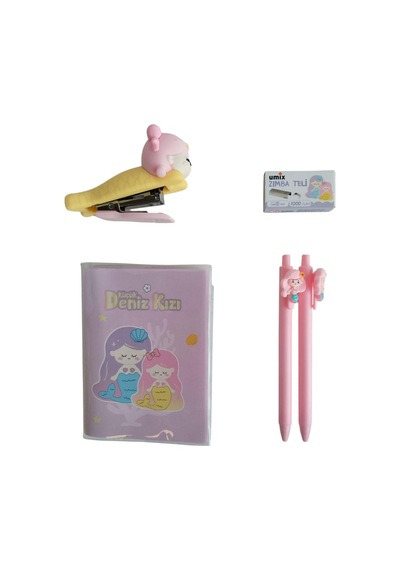 Umix Little Mermaid Küçük Deniz Kızı Kırtasiye Zımba Seti 5 Parça Bordo