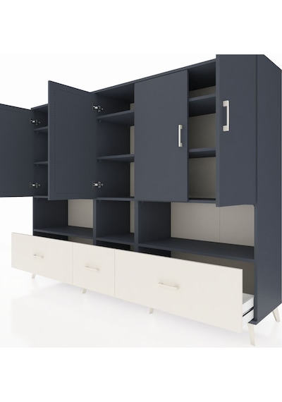 Hyperion Dolap 12 Raflı 3 Çekmeceli 5 Kapaklı 220x44x163 Antrasit Antrasit-antrasit/aytaşı Hyperion Dolap 12 Raflı 3 Çekmeceli 5 Kapaklı 220x44x163 Antrasit Antrasit-antrasit/aytaşı
