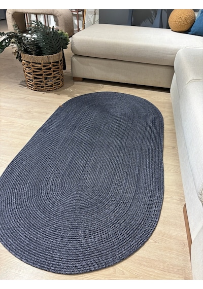 Mavaux Galileo Oval Jüt Yuvarlak Hasır Görünümlü Klasik Halı Kilim Bambulaci