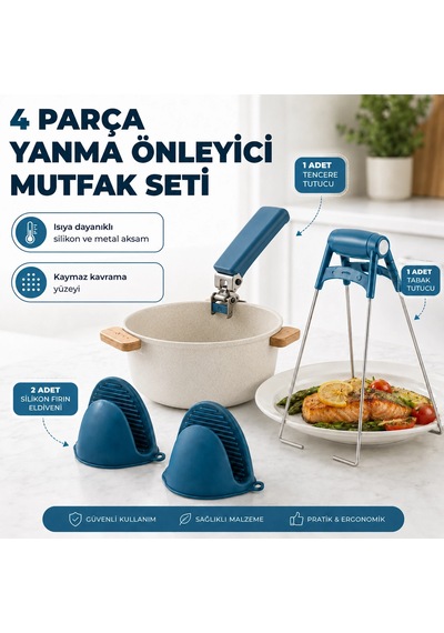 Yanma Önleyici Mutfak Seti - 4 Parça Çok Renkli