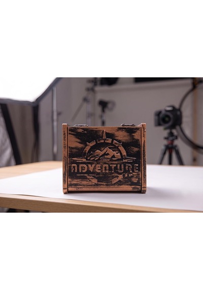 Eskitme Ahşap Takı Ve Anı Kutusu - Adventure Temalı Dekoratif Saklama Kutusu 11x6x5 Cm Diğer