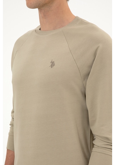 U.S. Polo Assn. Erkek Regular Fit Bisiklet Yaka Açık Haki İnce Basic Sweatshirt 50313752-VR183